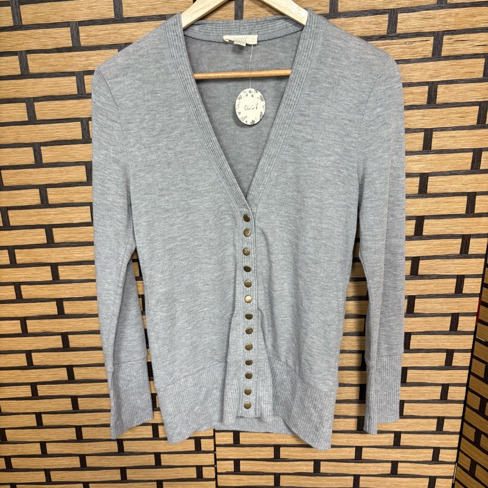 Oddy‎ Gray Snap Front Cardigan Size Small